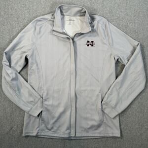 Mississippi State Bulldogs Vansport Full Zip Jacket Women's Medium Gray Chevron